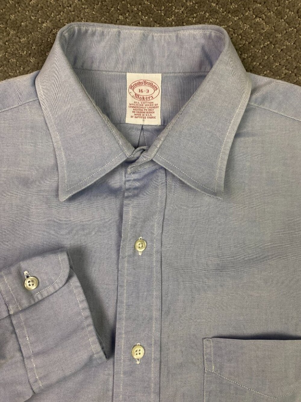 Vintage Brooks Brothers Makers Oxford Shirt Mens 16 3 Blue USA Made Dress OCBD
